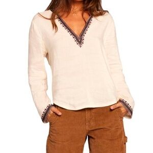 Current/Elliott The Dreamy Linen-Blend Blouse